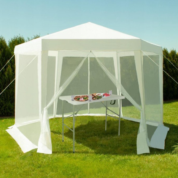 Komplett pavilon sátor fém váz + szúnyoghálós oldalfalak fehér