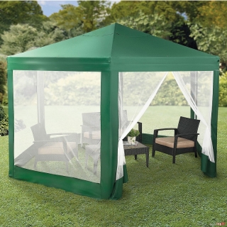 Komplett pavilon sátor fém váz + szúnyoghálós oldalfalak zöld